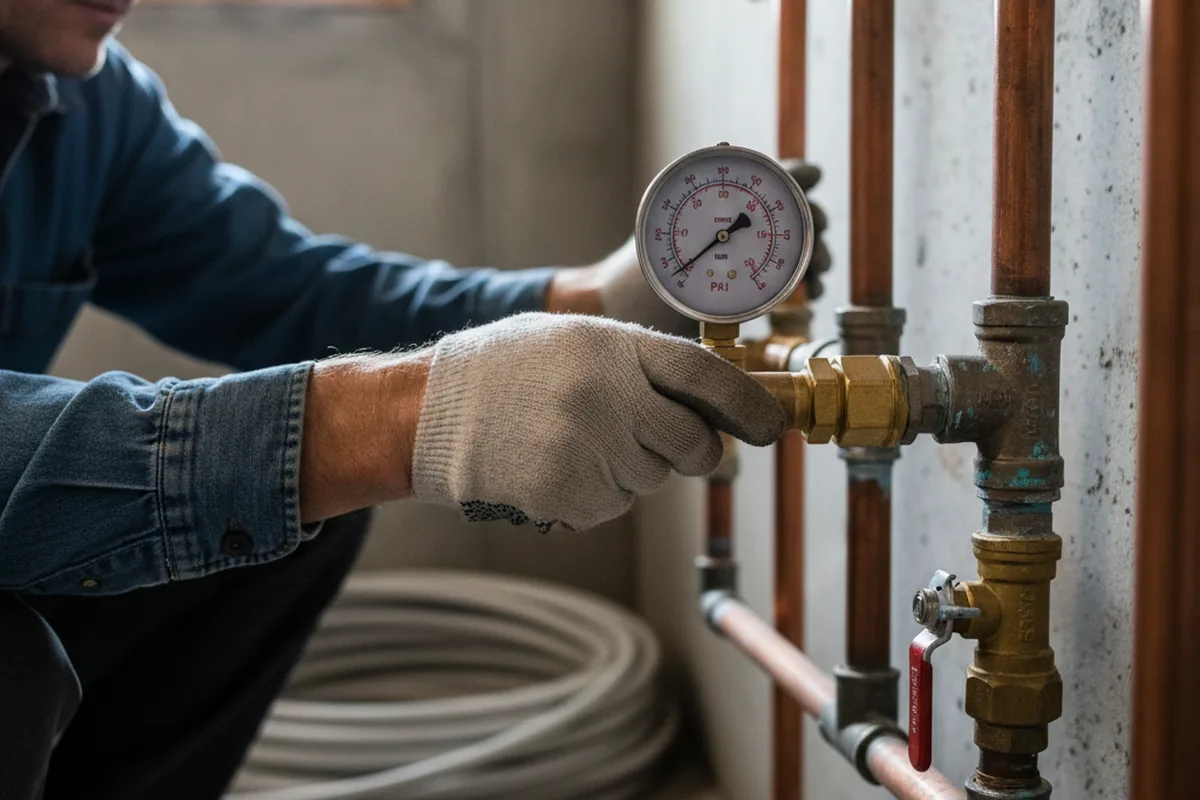 Pressure testing a repaired line during Water Line Repair in Marblemount